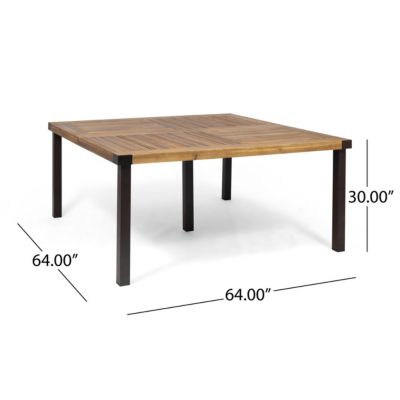 Lankershim 64: Modern Industrial Dining Table With Acacia Wood And Slat Design