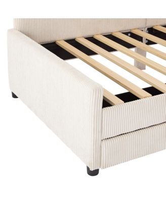 Streamdale Twin Size L-Shaped Corduroy Daybed with Drawers