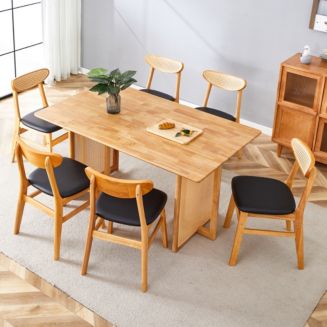 Simplie Fun Solid Wood Dining Set: Table & Chairs for Home & Office ...