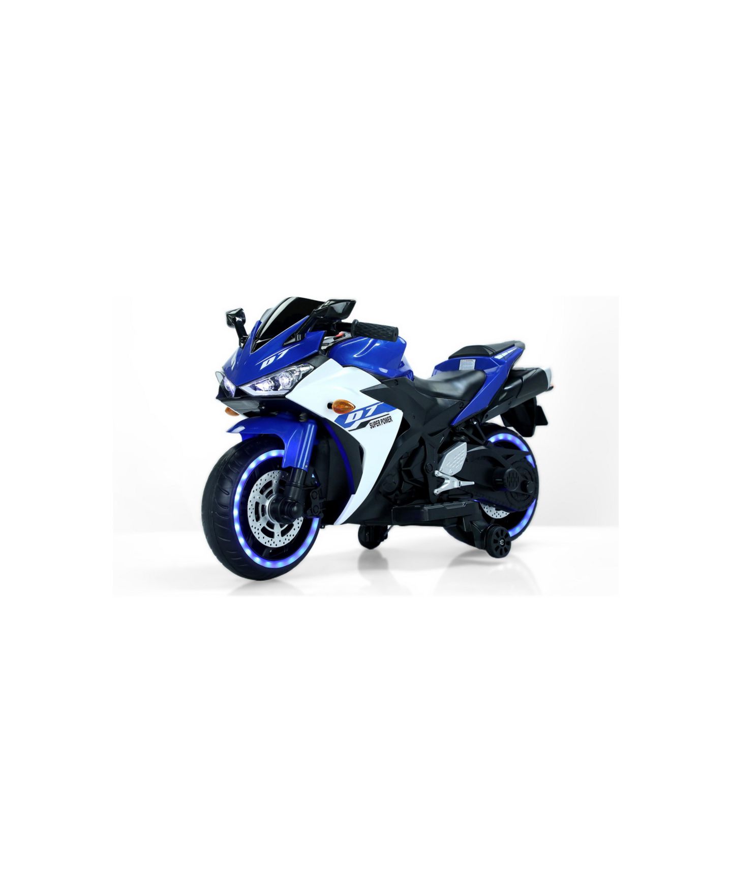 Детская игрушка Streamdale Furniture Lighting Wheels Electric Illuminated Ride-On Motorcycle with Training Wheels, от 3 лет, цвет: Синий — фото 3