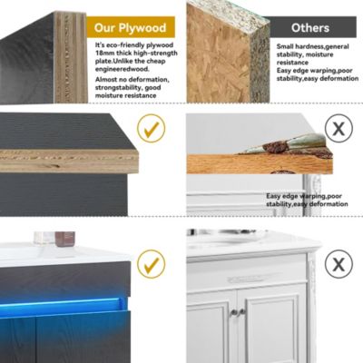 Modern 30" Bathroom Vanity with Radar Light, Storage, Metal Legs