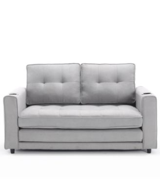 Streamdale 3-in-1 Tufted Futon Sofa Bed with Side Pockets and Cup Holders