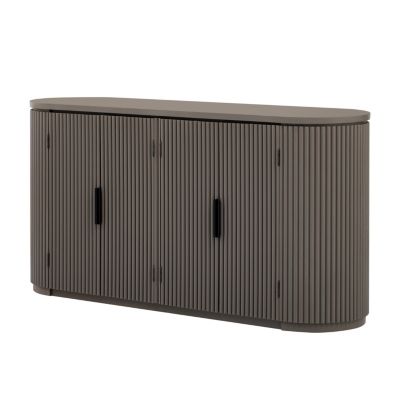 Vertical Striped Cabinet with Adjustable Shelves & Metal Handles