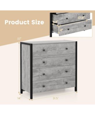 4-Drawer Dresser Modern Wooden Chest of Drawers for Bedroom Living Room