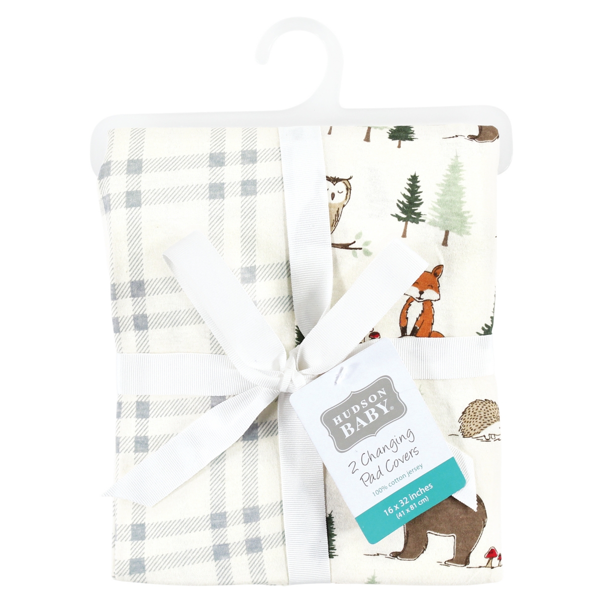 Hudson Baby Cotton Changing Pad Cover, Forest Animals, One Size