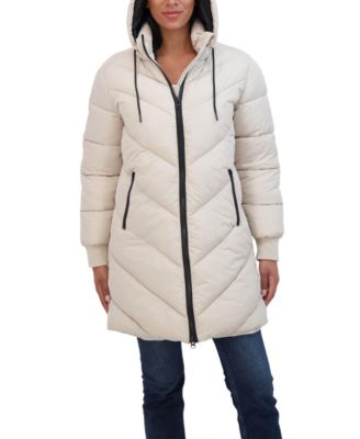 Juniors' 3/4 Puffer Jacket with Hood