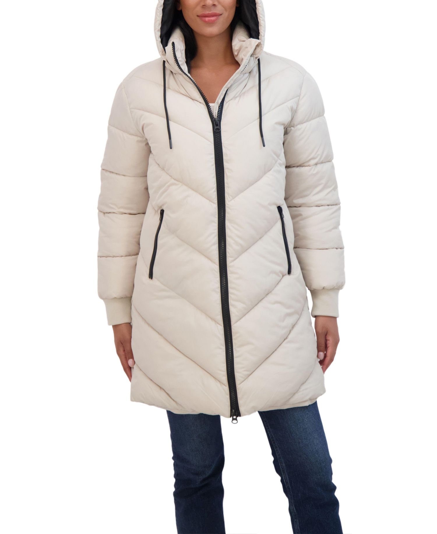 Women's 3/4 Puffer Jacket with Hood