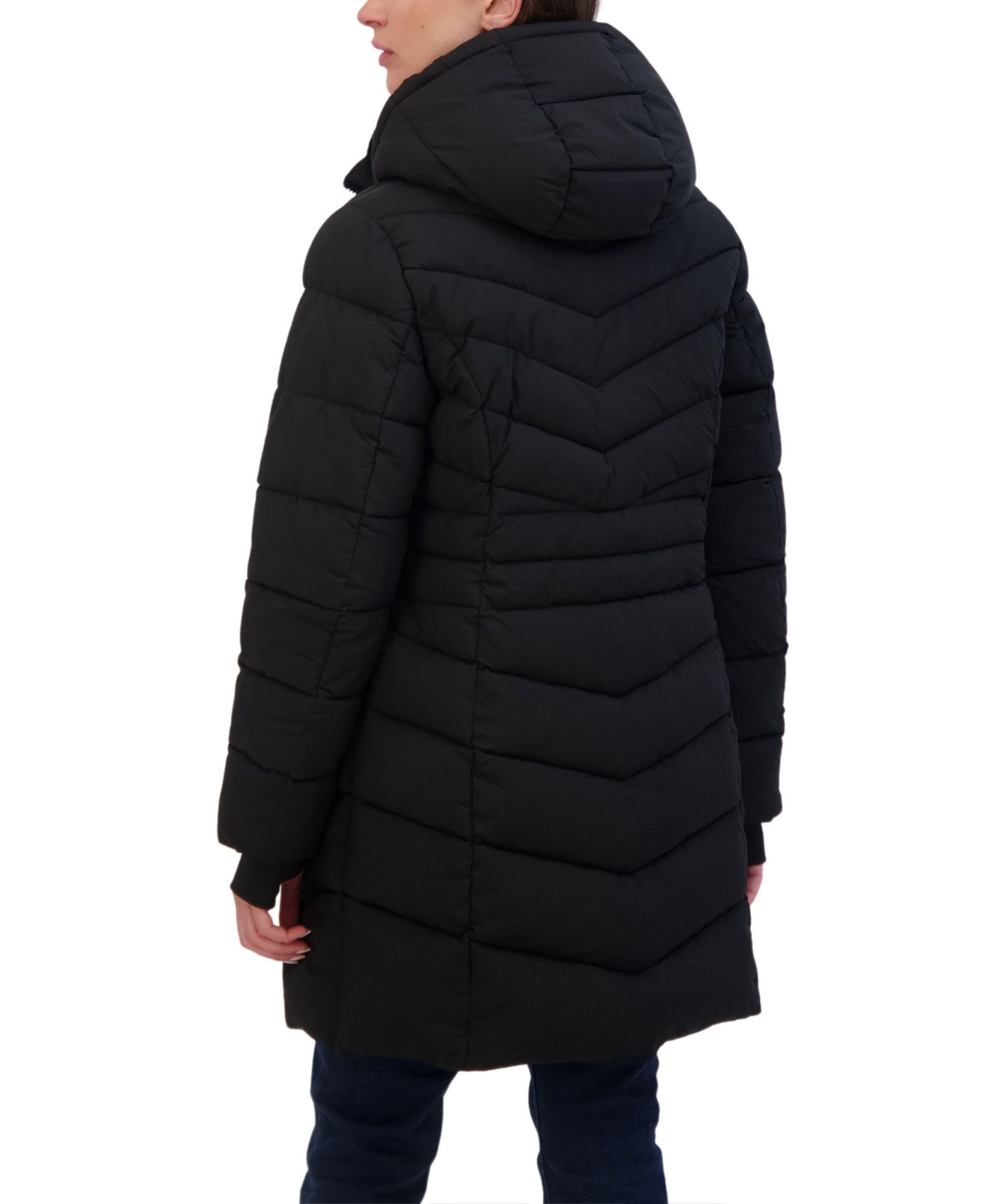 Женская куртка Sebby Collection 3/4 Hooded Stretch Puffer, цвет: Чёрный — фото 2