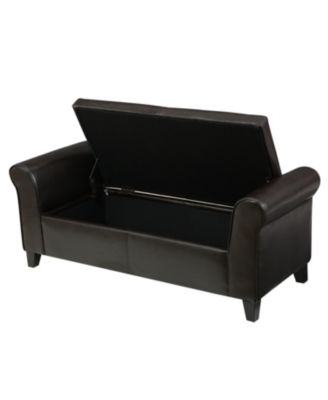 Upholstered Storage Bench With Rolled Arms