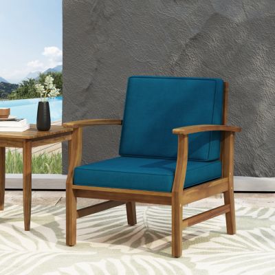 Streamdale Perla Acacia Wood Club Chair With Water-Resistant Cushion