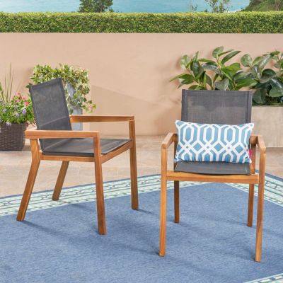 Streamdale Versatile Outdoor Mesh And Wood Dining Chair