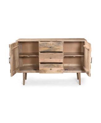 Mid-Century Modern 3-Drawer 2-Door Cabinet With 3D Tile Weave