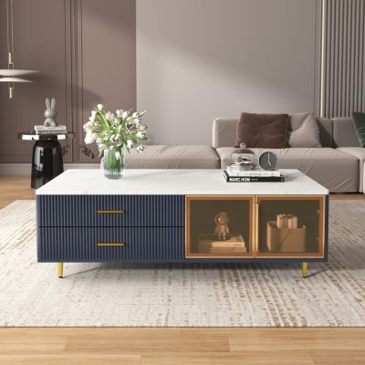 Modern Coffee Table with Storage & Lighting