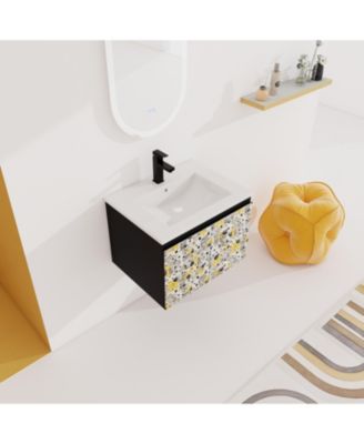 Wall-Mounted Vanity with Ceramic Sink & Soft-Close Doors