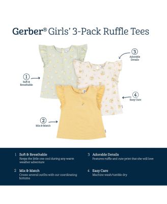 Toddler Girls Short Sleeve T-Shirts, 3 Pack