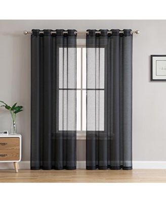 2 Piece Semi Sheer Voile Window Curtain Drapes Grommet Panels for Bedroom, Living Room & Kids Room