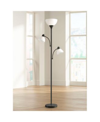 Bingham Modern Torchiere Floor Lamp with Side Lights 71 1/2" Tall Black Metal White Shade for Living Room Reading Bedroom Office House