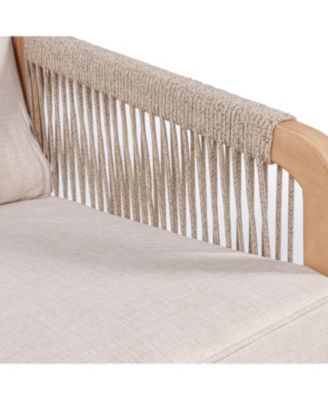 Aveiro 3-Piece Modern Bohemian Roped Corner Acacia Wood Conversation Outdoor Patio Set with Cushions