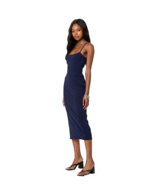 Air back slitted midi dress