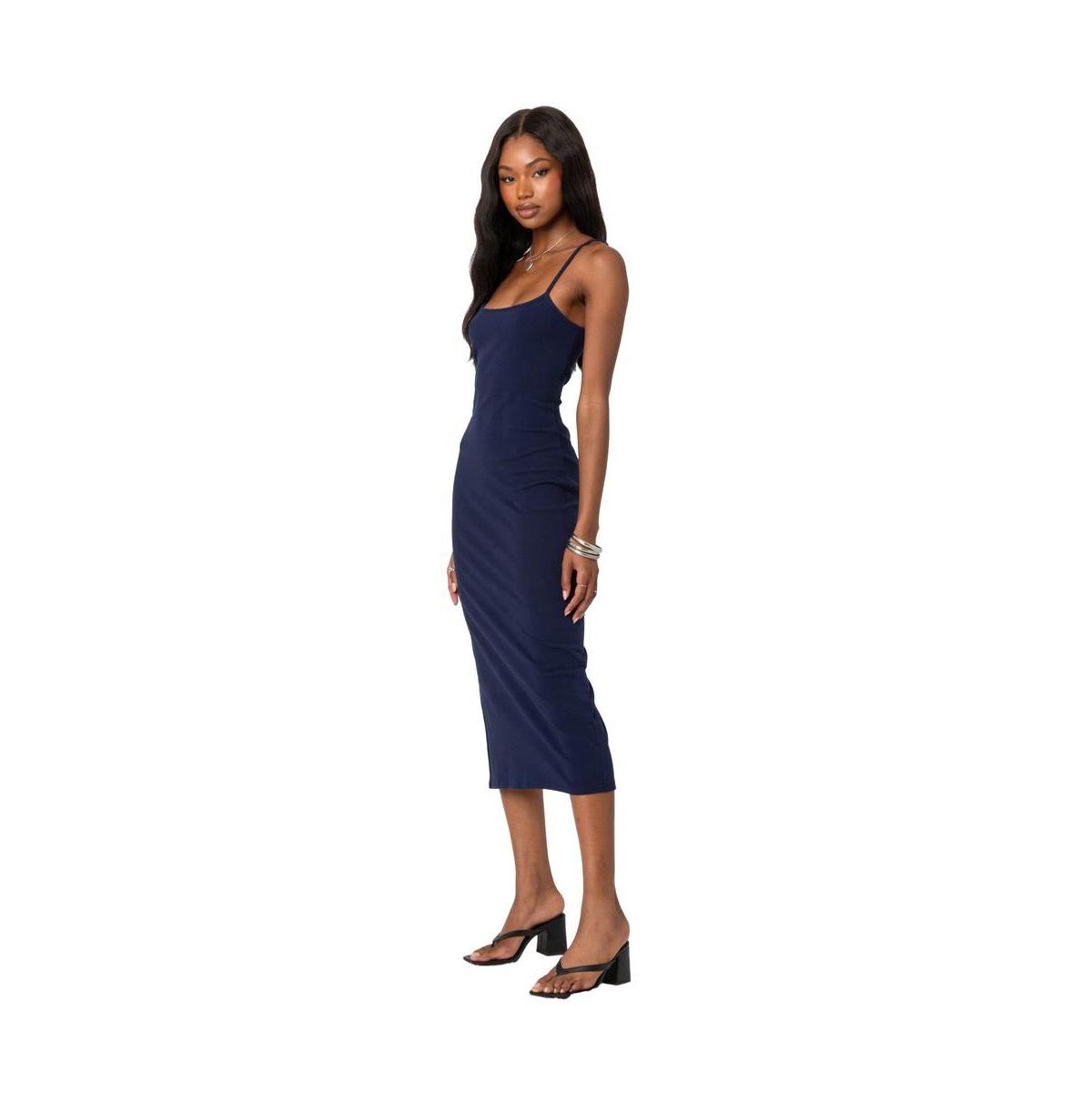 Edikted Air back slitted midi dress