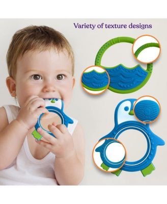 Baby Girls Penguin Teether – Fun and Cute Penguin Soothing Teether – Soft Silicone Teethers with Textured Design for Soothing and Gum Massage – Waterproof Teething Toys 0-6