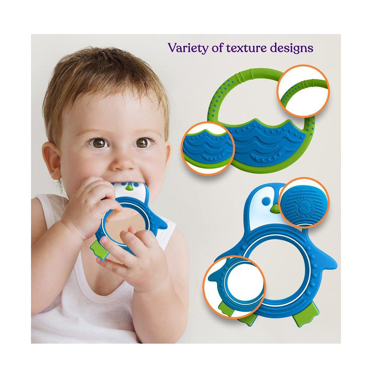 Sperric Baby Girls Penguin Teether – Fun and Cute Penguin Soothing Teether – Soft Silicone Teethers with Textured Design for Soothing an