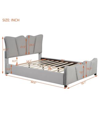 Streamdale Beige Velvet Upholstered Platform Bed