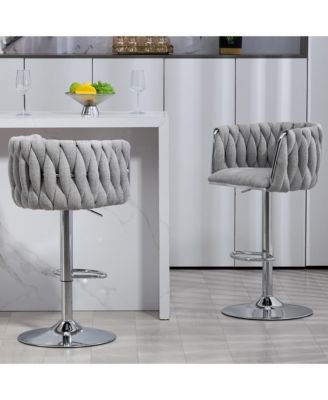Streamdale 360 Swivel Bar Stools with Woven Back & Footrest (Set Of 2)
