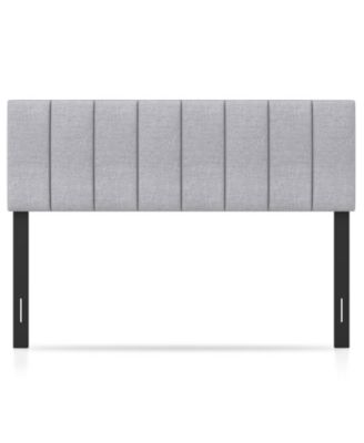 Adjustable Width Linen Upholstered Solid Wood Leg Headboard