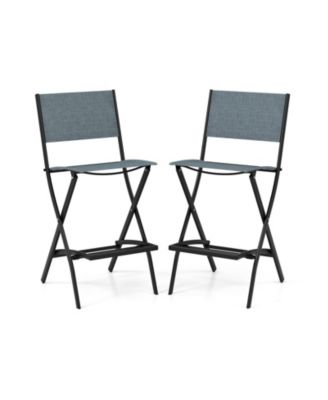 Folding Bar Stools Set of 2 Backrest Humanized Footrest