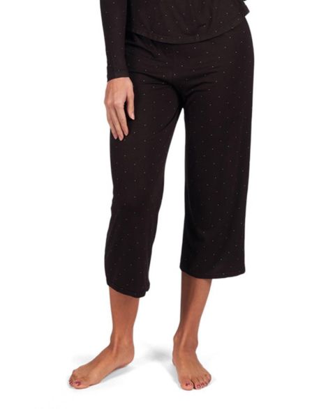 Женские брюки MeMoi Allover Polka Dot Bamboo Blend Capri, цвет: Чёрный