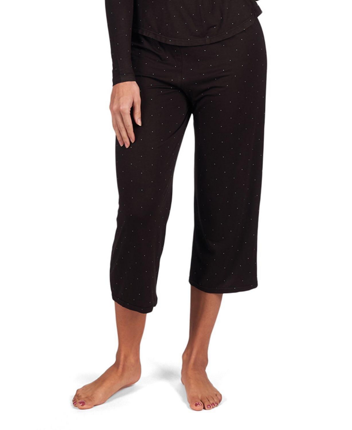 Women's Allover Polka Dot Bamboo Blend Capri Pants - Black