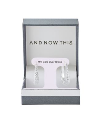 Clear Crystal Diamond Cut Long Oval Hoop Earring