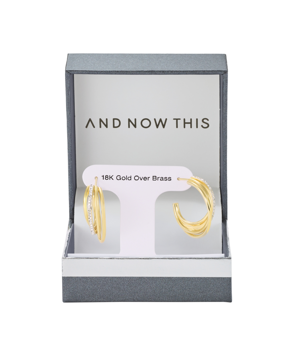 And Now This Clear Crystal Multi Row Hoop Earring