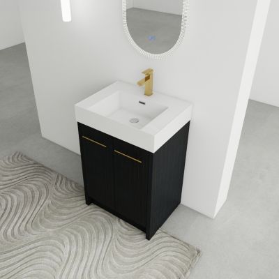 24" Freestanding Vanity with Resin Sink, Soft-Close Door
