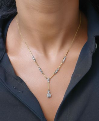 Diamond Station Lariat Necklace (1/2 ct. t.w.) in 14k Gold, 15" + 2" extender, Created for Macy's