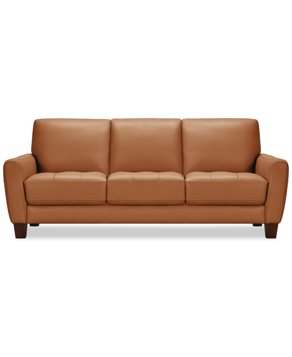 Macy's Galligher 82" Leather Sofa, Created For  In Caramel