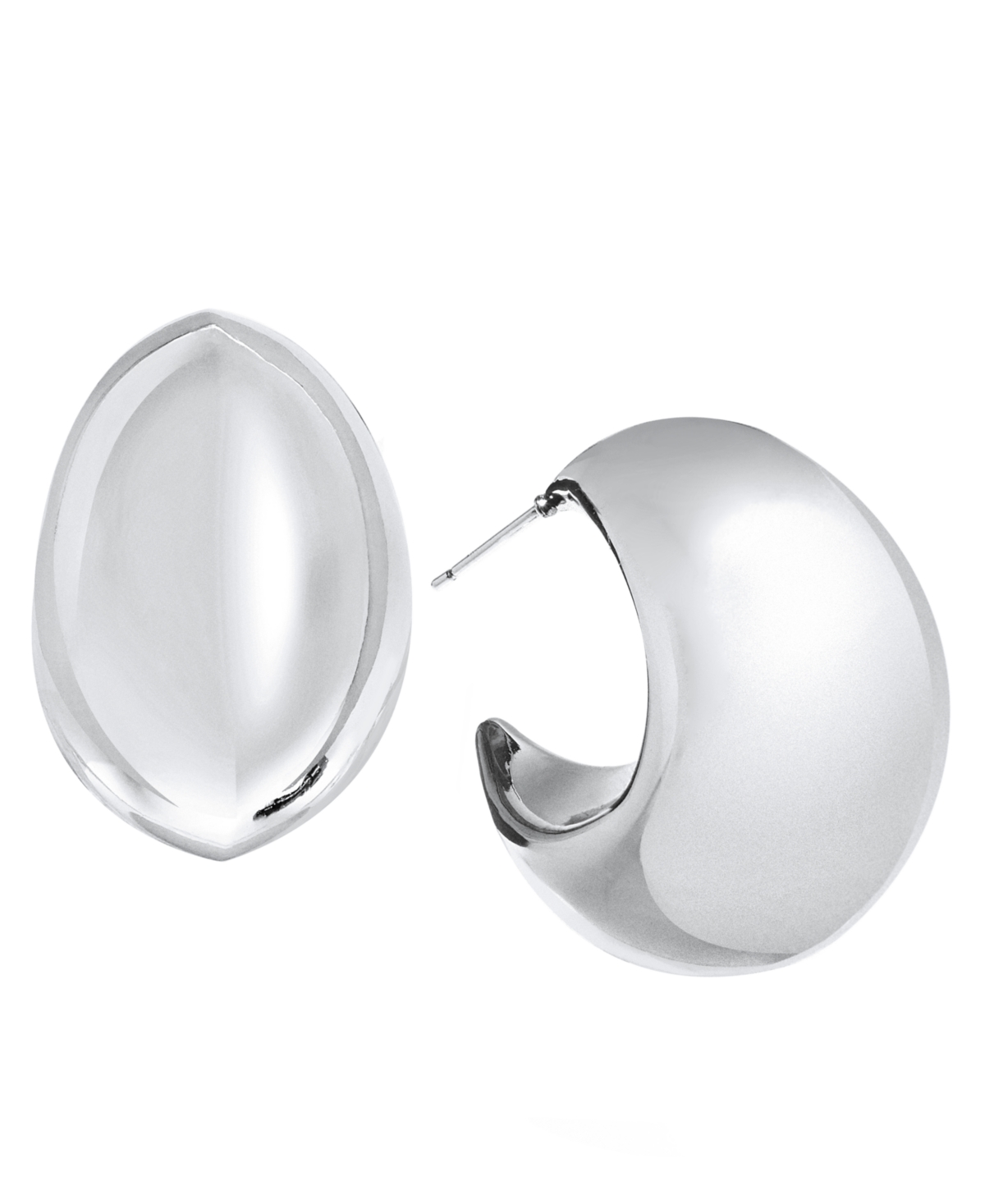 And Now This Silver Plated Or 18k Gold Plated Brass Post C Hoop Puff Earring In Silver