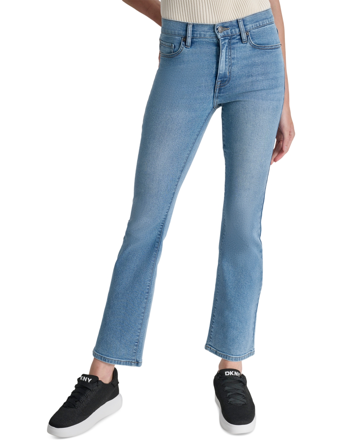 Dkny Jeans Petite High-rise Bootcut Jeans In Blue