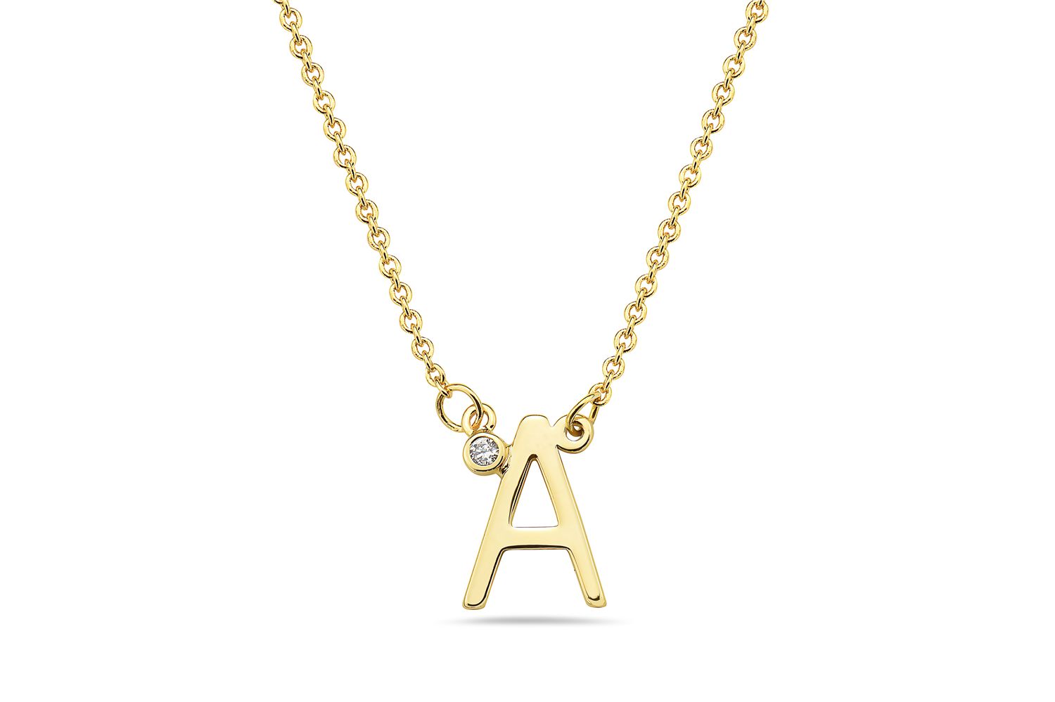 Timeless Plated Brilliant Cubic Zirconia Initial Necklace.