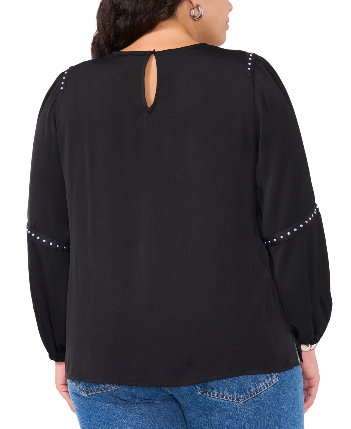 Vince Camuto Women's Plus Size Studded Blouson-Sleeve Top