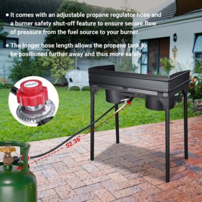 Propane Camping Stove Double Gas Wok Burner Turkey Fryer Detachable Legs