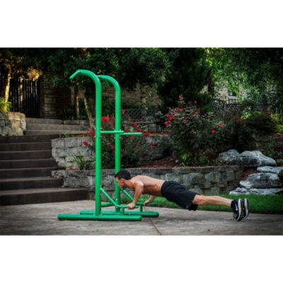 Outdoor Fitness Multi Use Strength Training Power Tower, Green