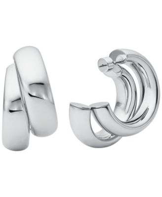 Platinum-Plated Brass Double Hoop Earrings