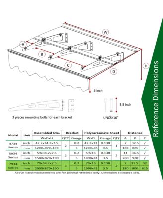 Streamdale Door/Window Awning 0.137" Polycarbonate, Aluminum Alloy, Valance