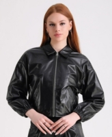 Furniq Uk Women's Leather Jacket, Black - Black