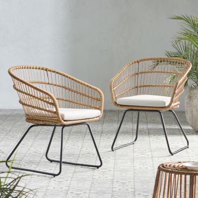 Wicker-Wrapped Tub Chair Transitional Outdoor Masterpiece