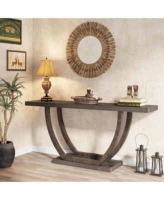 Console Table for Entryway: 63 Inches Farmhouse Wood Entry Foyer Table for Entrance, Narrow Long Sofa Table Behind Couch with Metal Legs