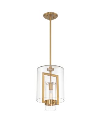 Camden Warm Brass Gold Mini Pendant 10" Wide Modern Clear Glass Fixture for Dining Room House Kitchen Island