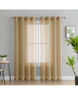 HLC.me 2 Piece Semi Sheer Voile Window Curtain Drapes Grommet Panels ...